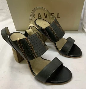 Ravel Grey Leather Block Heel Ankle Strap Open Toe Sandals Size Uk 4 New In Box - Picture 1 of 8