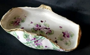 Antico piatto porcellana Haviland Limoges viola selvatiche asparagi allestimento - Foto 1 di 8