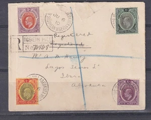 SÜDNIGERIA, IGBEIN HILL, ABEOKUTA cds., 1910 Reg. Einband, 3d., 4d., 6d., 1s - Bild 1 von 1
