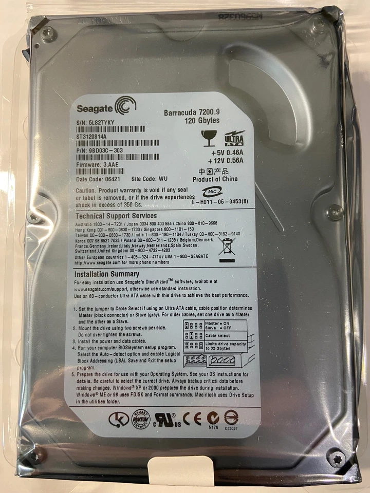 9BD03C-303 - Seagate 120GB 7200 RPM IDE 3.5" HDD - Image 1 of 1