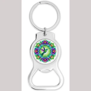 Hummingbird Bottle Opener Keychain Round - Picture 1 of 1
