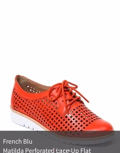 NWOB French Blu Mathilda Perforated Lace Up Oxford Pumps Red Size EU 38 - Picture 1 of 8