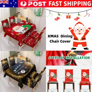 Christmas Dining Chair Covers XMAS Party Decorations Santa Claus Red Seat Cover - Picture 1 of 29