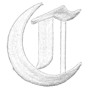 White Old English Letter C Patch 2" Gothic Embroidered Monogram Iron on (2 pcs) - Picture 1 of 1