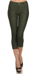 Basic Five Pockets Stretch Capri Jegging Tights Pants S ~ 3XL - Picture 1 of 16