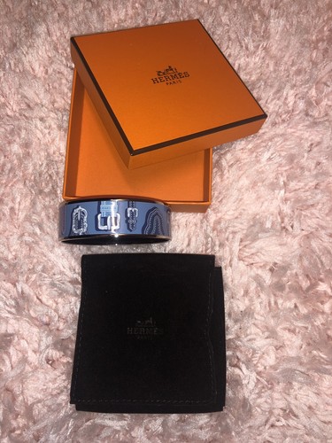 Braccialetto Hermès Smalto Bracciale Venduto Hermès Stampa Blu Cintura
