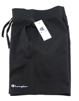 Nuevo CHAMPION Talla Mediana Negro 3 Bolsillos Bordado Logo Jersey Hombres Pantalones Cortos para Sudar Foto 1 de 4