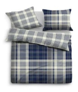 TOM TAILOR Wendebettwäsche Blau Weiß Kariert Baumwolle 155 x 220 / 80 x 80 cm - Bild 1 von 1