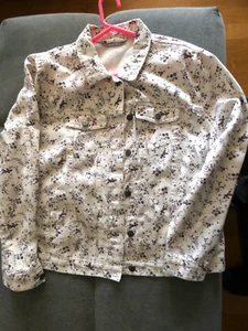 Jeansjacke Damen Gr. 48 " Janina" TOP Zustand ! Creme mit Blumen! - Bild 1 von 2