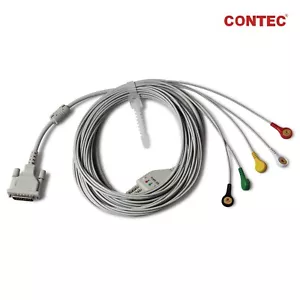 CONTEC 5-lead PVC gold-plated button-type Veterinary ECG Cable for ECG100GVET - Picture 1 of 2