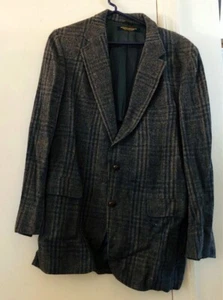 Brook Brothers Brookgate Brown Blazer Sport Jacket Mens Tweed Plaid Size 40 LNG - Picture 1 of 2