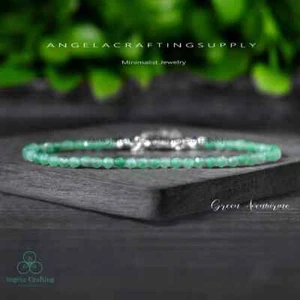 Delicate Green Aventurine Minimalist Bracelet, Natural Green Aventurine Stone - Picture 1 of 4
