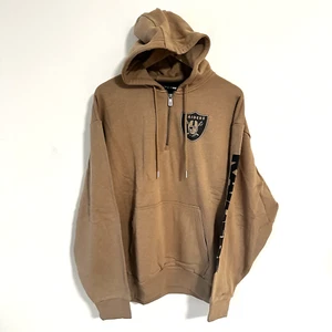 New Era NFL Raiders Men’s 1/4 Zip Pullover Jumper Hoodie Khaki Size L - Picture 1 of 14