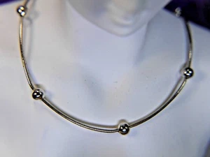SNAKE CHAIN 925 STERLING SILVER 6mm BEADS adjustable 16" to 18" CHOKER NECKLACE - Picture 1 of 5