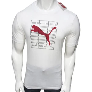 NEU MIT ETIKETT PUMA UVP $ 42,99 DIMENSIONSBLOCK WEISSES KURZÄRMLIGES HERREN-T-SHIRT MIT RUNDHALSAUSSCHNITT - Bild 1 von 5