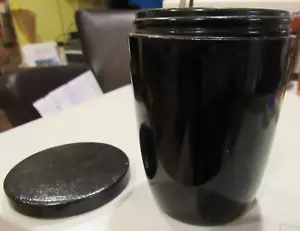 Vintage Black Glass Tussy Jar with cover B - Picture 1 of 4