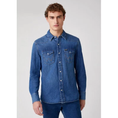 Camicia da uomo di jeans Wrangler western shirt W5MSLW924 - Imagen 1 de 2