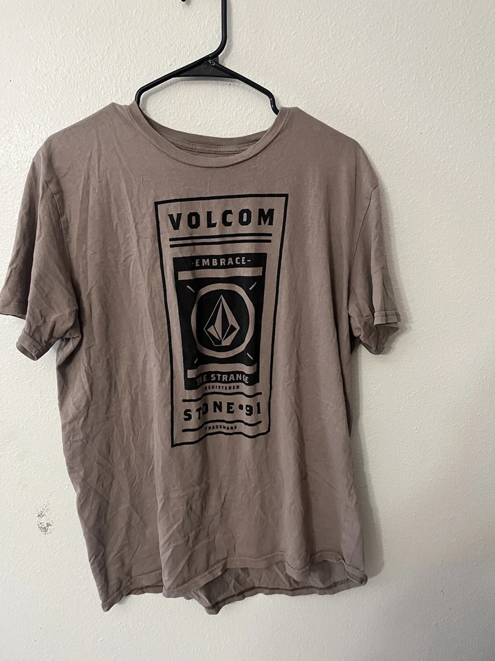 Volcom Short Sleeve T Shirt Men' XL Graphic Brown Sleeve Logo Crew Neck - Image 1 of 4
