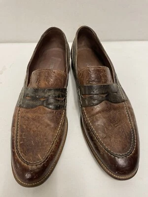 Mocasín BACCO BUCCI Hecho en Italia Cuero Envejecido Penny en Marrón Talla 10 Foto 1 de 4