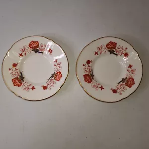 Royal Crown Derby Bali (Boston Shape, Swirl) Bone China 2 - 4 3/4” Saucers - Picture 1 of 6