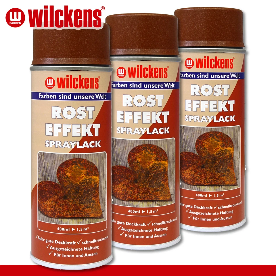 Wilckens 3 x 400 ml Rost Effekt Spraylack Rostoptik Effektspray innen & außen - Bild 1 von 1