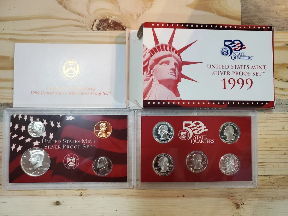 1999 United States Mint Silver Proof Set-9 Coin sealed w/ Cert. of Authenticity  - Image 1 of 4