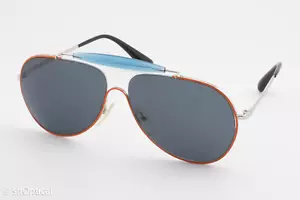 Prada SPR56S UFS-2K1 Mens Pilot Tinted Sunglasses Frames Orange/Silver 59mm - Picture 1 of 10