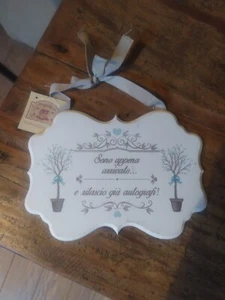 Targa In Legno Bimbo Shabby Angelica Home & Country - Foto 1 di 1