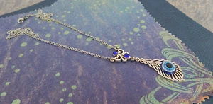 Evil Eye Feather Pendant Necklace Silver Chain Jewelry Third Eye Protection New - Picture 1 of 7