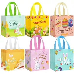 Easter Egg Hunt Bags 6Pcs Easter Bags with Handles Egg Bunny Chick Design Reu... - Picture 1 of 6