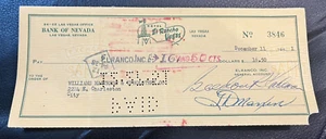 El Rancho Vegas Check To Williams Mattress & Upholstery Company Signed 1954 - Picture 1 of 2