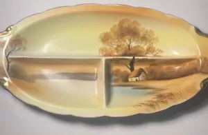 Three Part Divided Relish Dish Vintage Noritake Tree In The Meadow - Picture 1 of 5