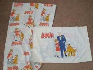 Vintage LITTLE ORPHAN ANNIE Twin Bed Sheet Pillow Case Fitted Bedding GUC 1981