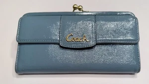 Coach wallet patent leather Blue Very Nice! - Picture 1 of 12
