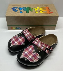 Birkenstock Birki’s Heart Embroidered Leather Clogs Ladies 6 Mens 4 - Picture 1 of 5