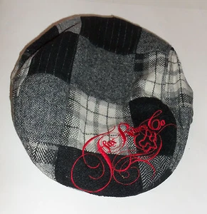 EXCELLENT FOX "Fox Riders Co." LINED WOOL BLEND PATCHWORK CABBIE CAP / HAT  OS - Picture 1 of 2