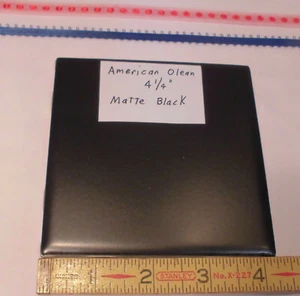 1 pc. *Matte Black* Ceramic Tile by The American Olean Co.  4-1/4"  New Stock - Picture 1 of 10