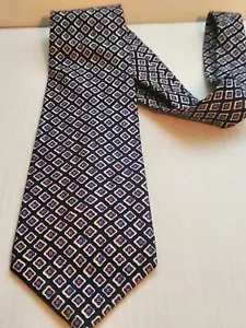 RALPH LAUREN MENS NECKTIE BLACK BLUE W/SILVER HAND MADE 4" X 59" - Picture 1 of 7