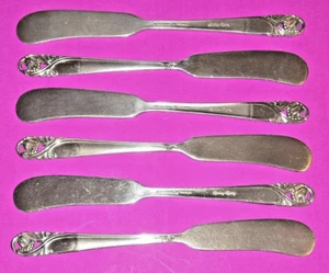 VTG. International Silver "SPRING GLORY" 5.75" Flat Handle Butter Knives (6pcs.) - Picture 1 of 9