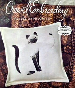 Kit de imágenes de almohada bordada crewel abeja gato siamés de colección Elsa Williams #KC 283 - Imagen 1 de 5