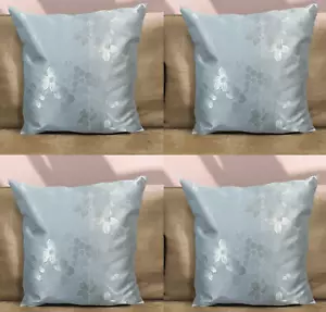 Cushion Covers Set of 4 Sky Blue - Floral Unique Design Quality 16x16" 40x40cm - Picture 1 of 7