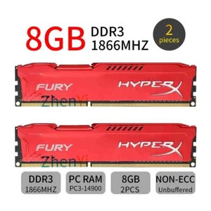 16GB 2x 8GB / 4GB DDR3 PC3-14900 1866MHz 1.5V Red PC RAM For HyperX FURY LOT - Picture 1 of 11