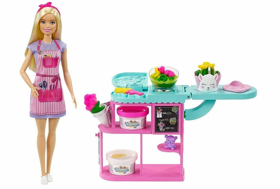 Barbie Florist Playset With Blonde Doll Flower Making Station