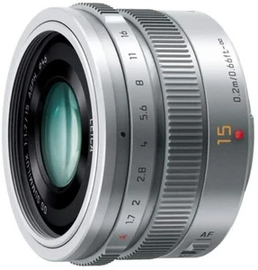 OBIETTIVO ASF PANASONIC LEICA LEICA DG SUMMILUX 15 MM F1.7 H-X015 ARGENTO - Foto 1 di 11