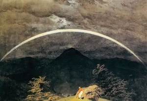 Wonderful Oil painting caspar david friedrich - landscape with lunar rainbow art - Picture 1 of 1