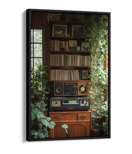 BEAUTIFUL VINYL RECORD PLAYER COLLECTION -FLOAT EFFECT FRAMED CANVAS WALL PRINT - Picture 1 of 12