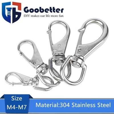 Stainless Steel Large Swivel Lobster Clasps Clips Carabiner Snap Hook Key Ring - Image 1 of 4