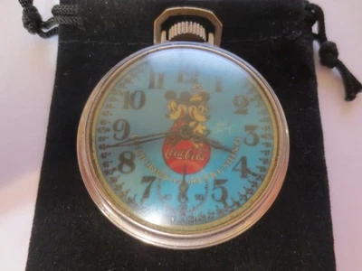 Orologio da tasca anni 16 1936 Coca Cola Topolino tema pubblicitario quadrante e cassa funziona bene. - Immagine 1 di 4