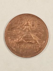 1963 Mexico 20 Centavos Type 2 Large Eagle KM#440a Bronze - Picture 1 of 2