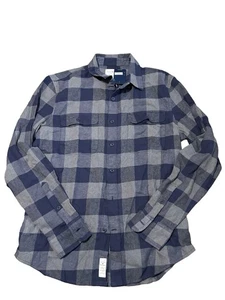 Kariertes Flanellhemd der Marke Lucky für Herren neu mit Etikett mittelblau Knopf an Tasche fehlt - Bild 1 von 3